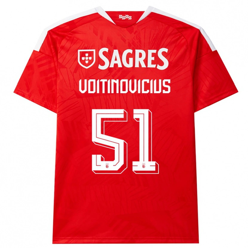 DanxenキッズArnas Voitinovičius#51レッド ホワイト イエローホームシャツ2026/27ジャージーユニフォーム