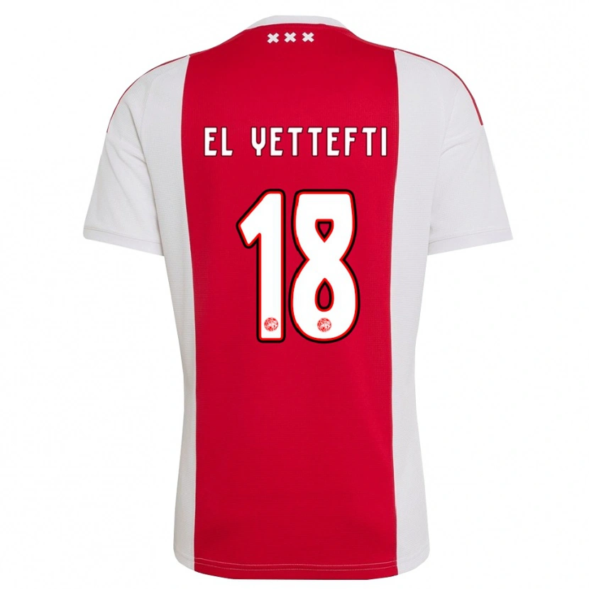 DanxenキッズAdil Amghar El Yettefti#18レッド ホワイト イエローホームシャツ2026/27ジャージーユニフォーム