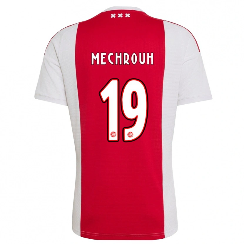 DanxenキッズElias Mechrouh#19レッド ホワイト イエローホームシャツ2026/27ジャージーユニフォーム