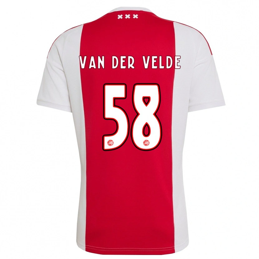 DanxenキッズValentijn Van Der Velde#58レッド ホワイト イエローホームシャツ2026/27ジャージーユニフォーム