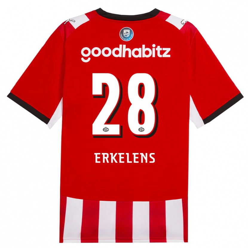 DanxenキッズKwint Erkelens#28レッド ホワイトブラックホームシャツ2026/27ジャージーユニフォーム