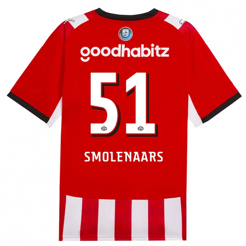 DanxenキッズTijn Smolenaars#51レッド ホワイトブラックホームシャツ2026/27ジャージーユニフォーム