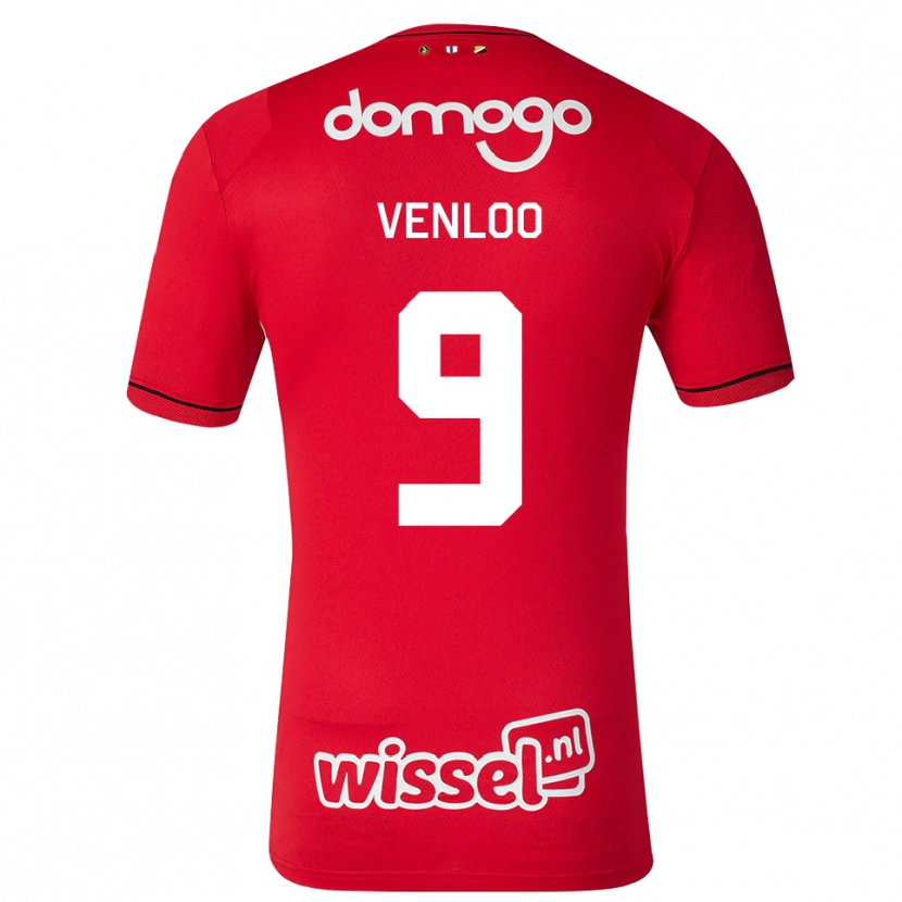 DanxenキッズGeronimo Venloo#9レッド ホワイトブラックホームシャツ2026/27ジャージーユニフォーム