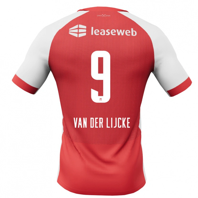 DanxenキッズDonny Van Der Lijcke#9レッド ホワイトブラックホームシャツ2026/27ジャージーユニフォーム