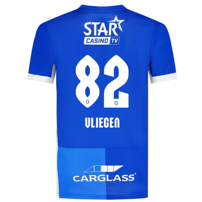 DanxenキッズOlivier Vliegen#82ミディアムブルー ロイヤルブルー ホワイトホームシャツ2026/27ジャージーユニフォーム