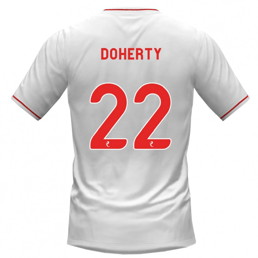 Danxenキッズジョーダン・ドハーティ#22白赤アウェイシャツ2026/27ジャージーユニフォーム