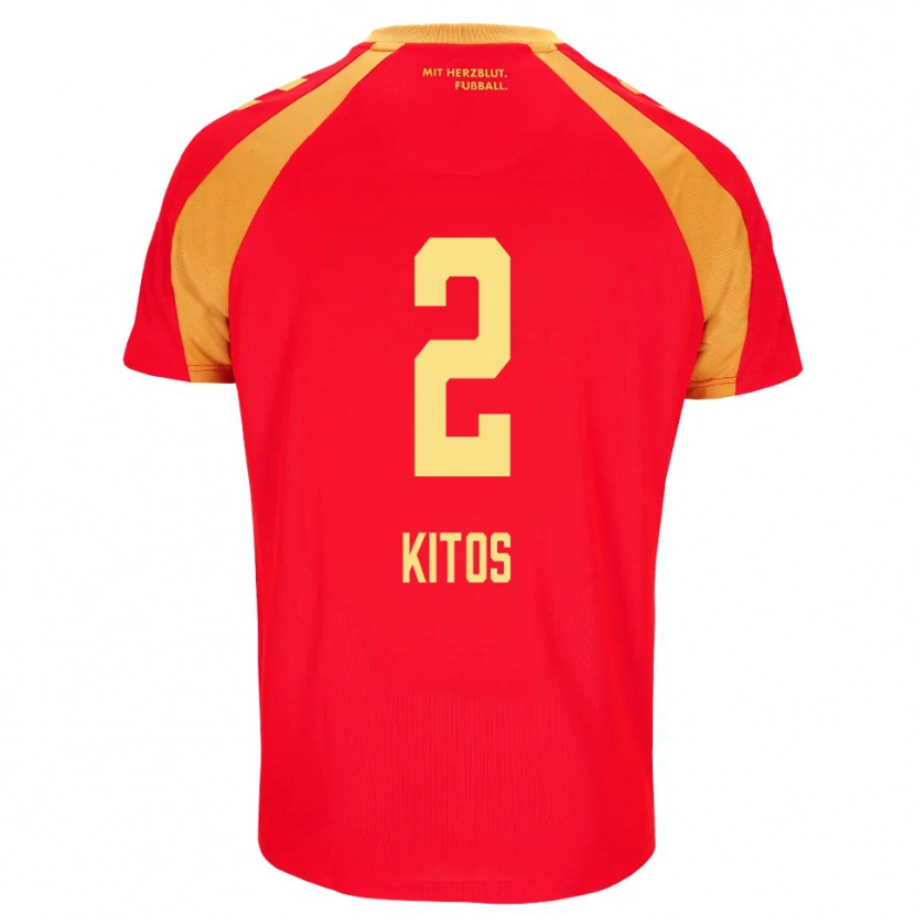 DanxenキッズAnastasios Kitos#2レッド オレンジ ブラックアウェイシャツ2026/27ジャージーユニフォーム