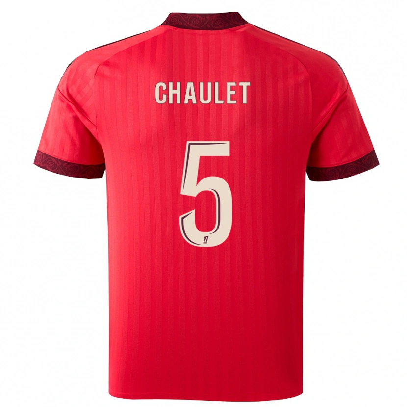 DanxenキッズSawann Chaulet#5バーガンディ レッド ホワイトアウェイシャツ2026/27ジャージーユニフォーム
