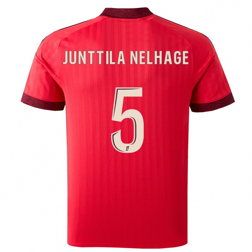 DanxenキッズElma Junttila Nelhage#5バーガンディ レッド ホワイトアウェイシャツ2026/27ジャージーユニフォーム