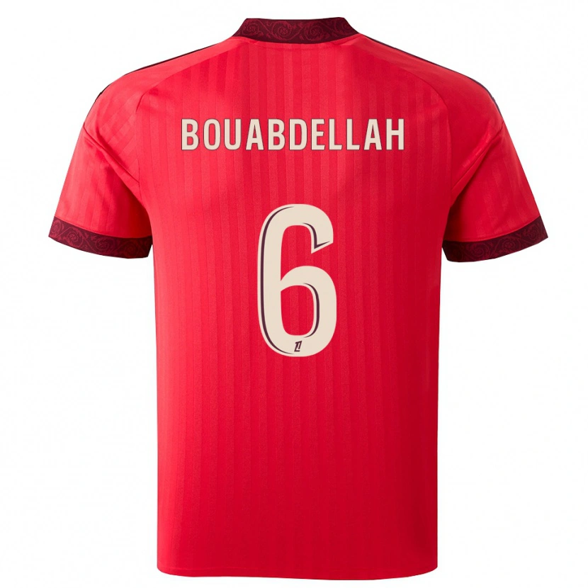 DanxenキッズJalis Bouabdellah#6バーガンディ レッド ホワイトアウェイシャツ2026/27ジャージーユニフォーム