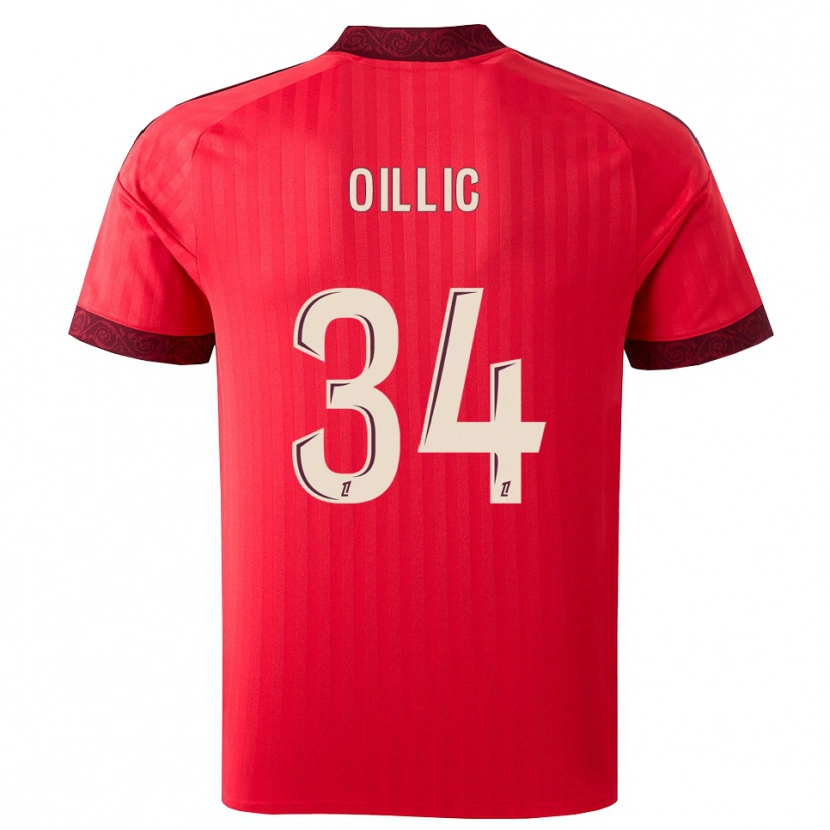 DanxenキッズLaureen Oillic#34バーガンディ レッド ホワイトアウェイシャツ2026/27ジャージーユニフォーム