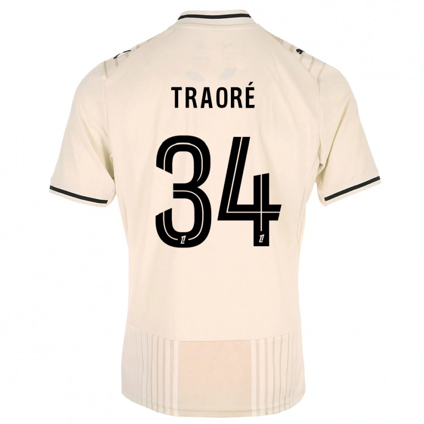 DanxenキッズIbrahim Traoré#34オールドレース ブラック アンティークホワイトアウェイシャツ2026/27ジャージーユニフォーム