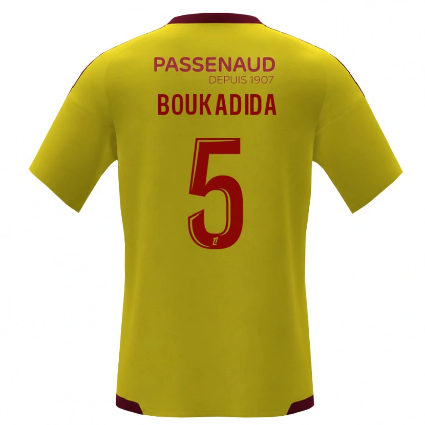 DanxenキッズRayan Boukadida#5イエロー レッド グリーンアウェイシャツ2026/27ジャージーユニフォーム