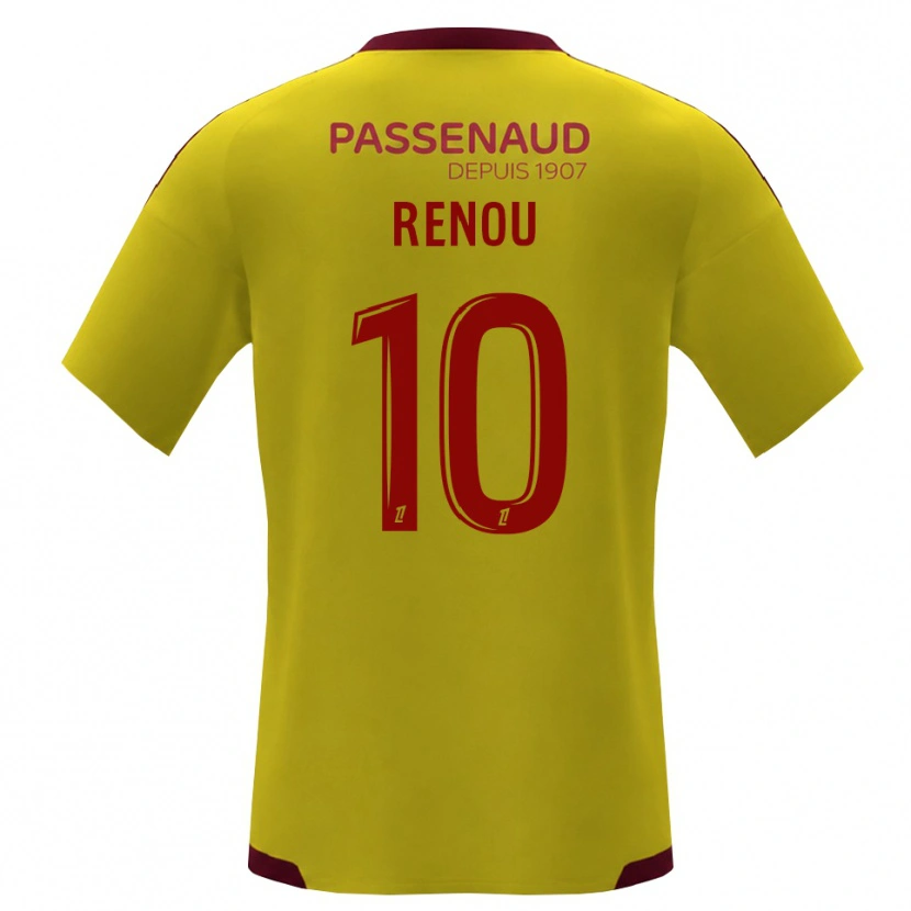 DanxenキッズBaptiste Renou#10イエロー レッド グリーンアウェイシャツ2026/27ジャージーユニフォーム