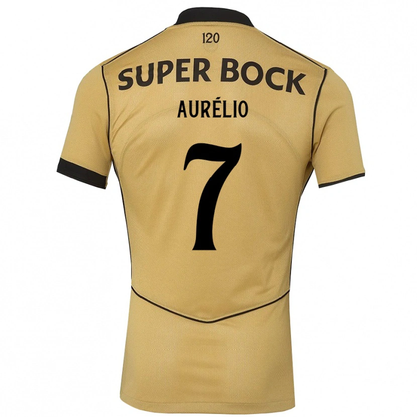DanxenキッズDélcio Aurélio#7ゴールデンロッド ブラックアウェイシャツ2026/27ジャージーユニフォーム