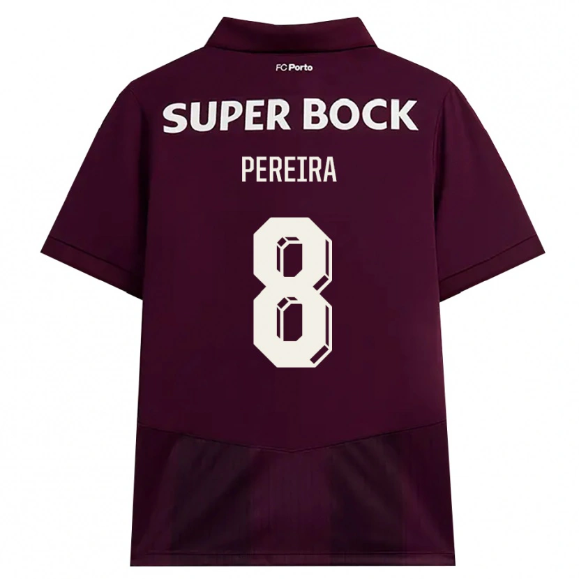 DanxenキッズCatarina Pereira#8バーガンディ ホワイトアウェイシャツ2026/27ジャージーユニフォーム