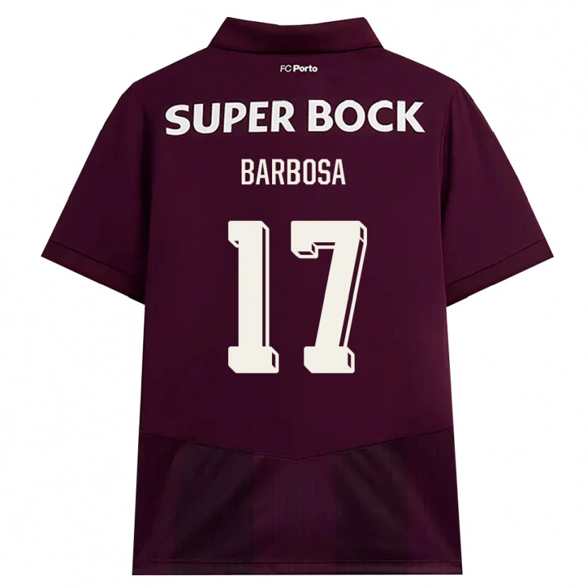 DanxenキッズRúben Barbosa#17バーガンディ ホワイトアウェイシャツ2026/27ジャージーユニフォーム