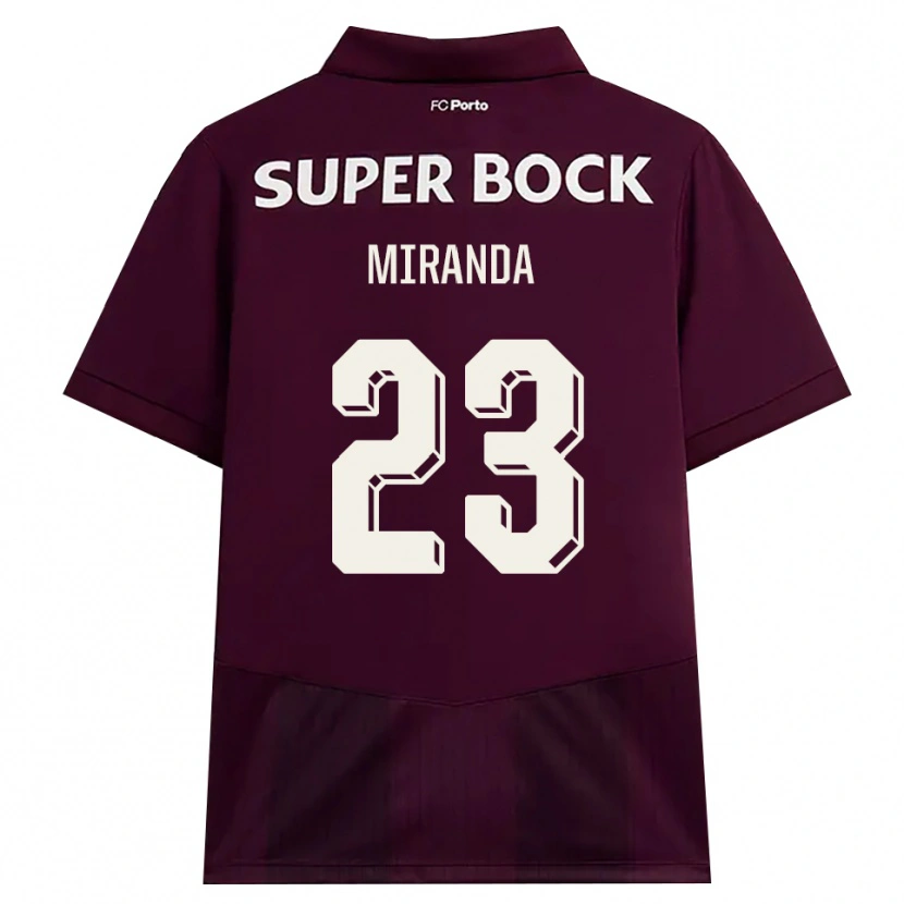 DanxenキッズJoão Miranda#23バーガンディ ホワイトアウェイシャツ2026/27ジャージーユニフォーム