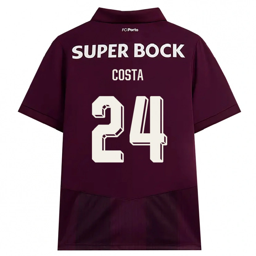 DanxenキッズJoão Costa#24バーガンディ ホワイトアウェイシャツ2026/27ジャージーユニフォーム