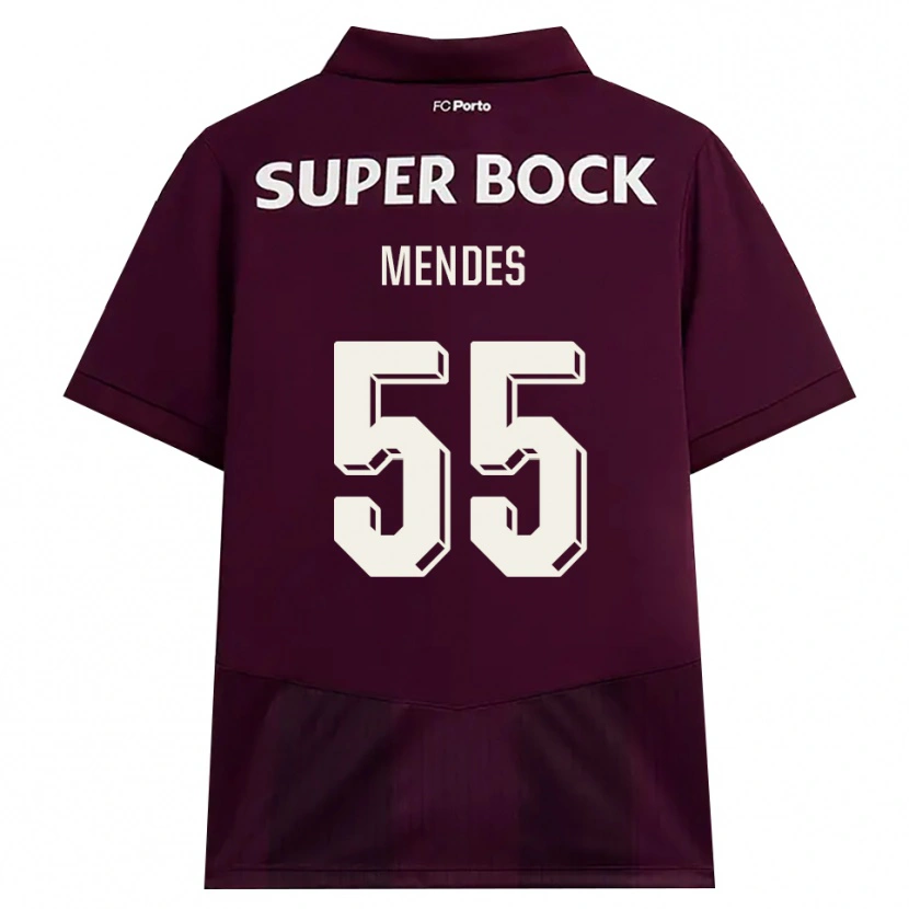 Danxenキッズジョアン・メンデス・デ・アシス・モレイラ#55バーガンディ ホワイトアウェイシャツ2026/27ジャージーユニフォーム