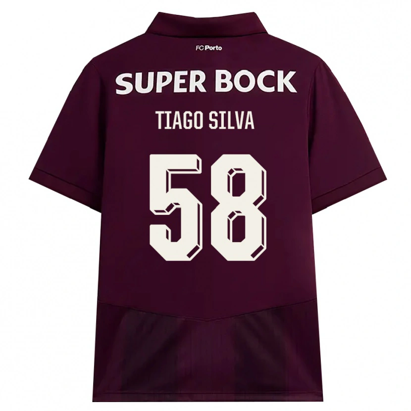 Danxenキッズチアゴ・エミリアーノ・ダ・シウバ#58バーガンディ ホワイトアウェイシャツ2026/27ジャージーユニフォーム