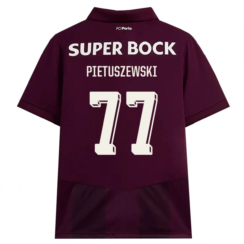 DanxenキッズOskar Pietuszewski#77バーガンディ ホワイトアウェイシャツ2026/27ジャージーユニフォーム