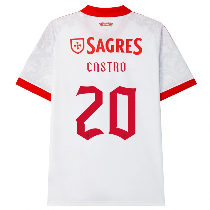 DanxenキッズGuilherme Castro#20ホワイト レッド イエローアウェイシャツ2026/27ジャージーユニフォーム