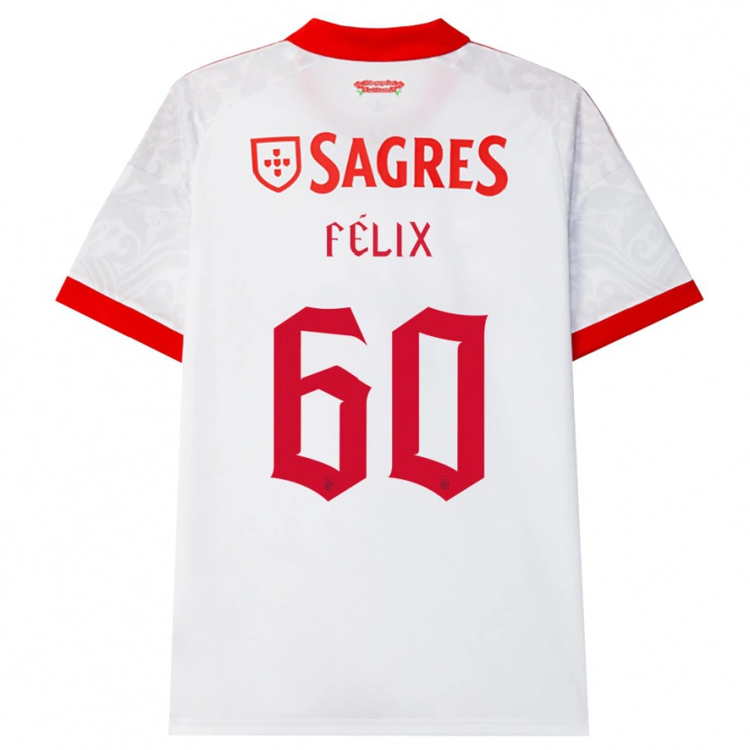 Danxenキッズヌーノ・フェリックス#60ホワイト レッド イエローアウェイシャツ2026/27ジャージーユニフォーム