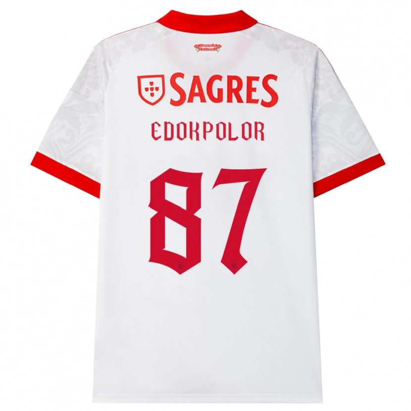 DanxenキッズPeter Edokpolor#87ホワイト レッド イエローアウェイシャツ2026/27ジャージーユニフォーム