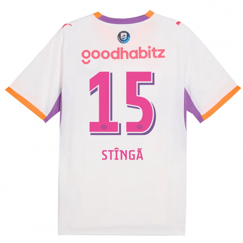 DanxenキッズLucas Stîngă#15ホワイト パープル オレンジアウェイシャツ2026/27ジャージーユニフォーム