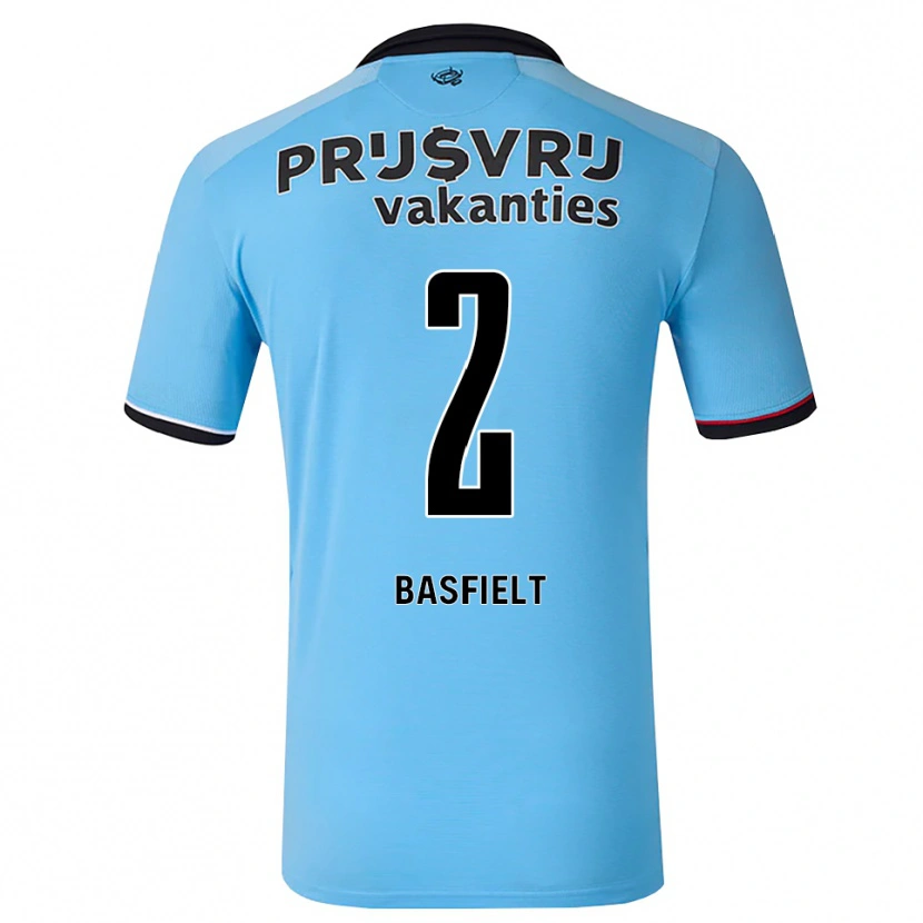 DanxenキッズJessy Basfielt#2ディープスカイブルー ブラック レッドアウェイシャツ2026/27ジャージーユニフォーム