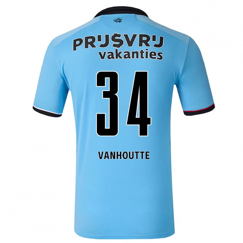 DanxenキッズCharles Vanhoutte#34ディープスカイブルー ブラック レッドアウェイシャツ2026/27ジャージーユニフォーム