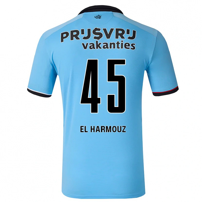 DanxenキッズNassim El Harmouz#45ディープスカイブルー ブラック レッドアウェイシャツ2026/27ジャージーユニフォーム