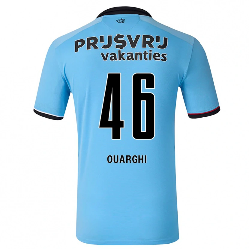 DanxenキッズAyoub Ouarghi#46ディープスカイブルー ブラック レッドアウェイシャツ2026/27ジャージーユニフォーム