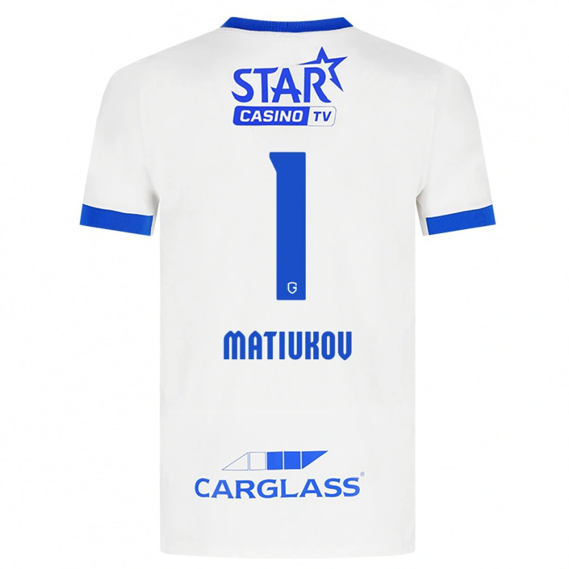 DanxenキッズPlaton Matiukov#1ホワイト ブルーアウェイシャツ2026/27ジャージーユニフォーム