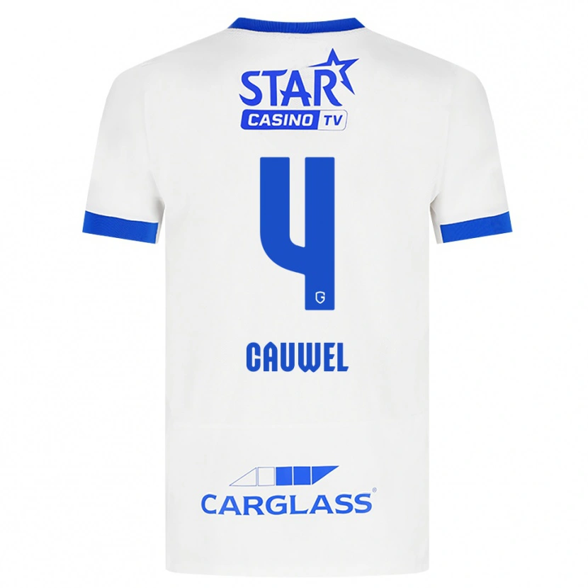 DanxenキッズMichiel Cauwel#4ホワイト ブルーアウェイシャツ2026/27ジャージーユニフォーム