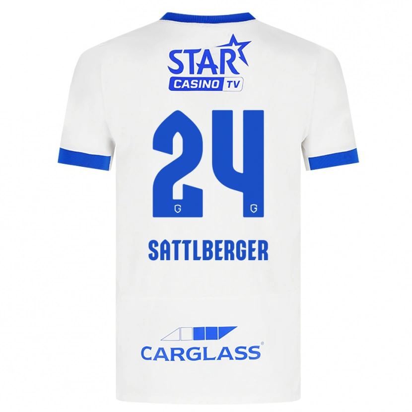 DanxenキッズNikolas Sattlberger#24ホワイト ブルーアウェイシャツ2026/27ジャージーユニフォーム