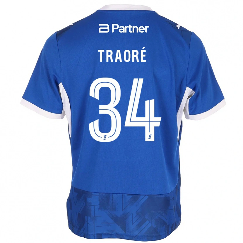 DanxenメンズIbrahim Traoré#34ミディアムブルー ホワイトホームシャツ2026/27ジャージーユニフォーム