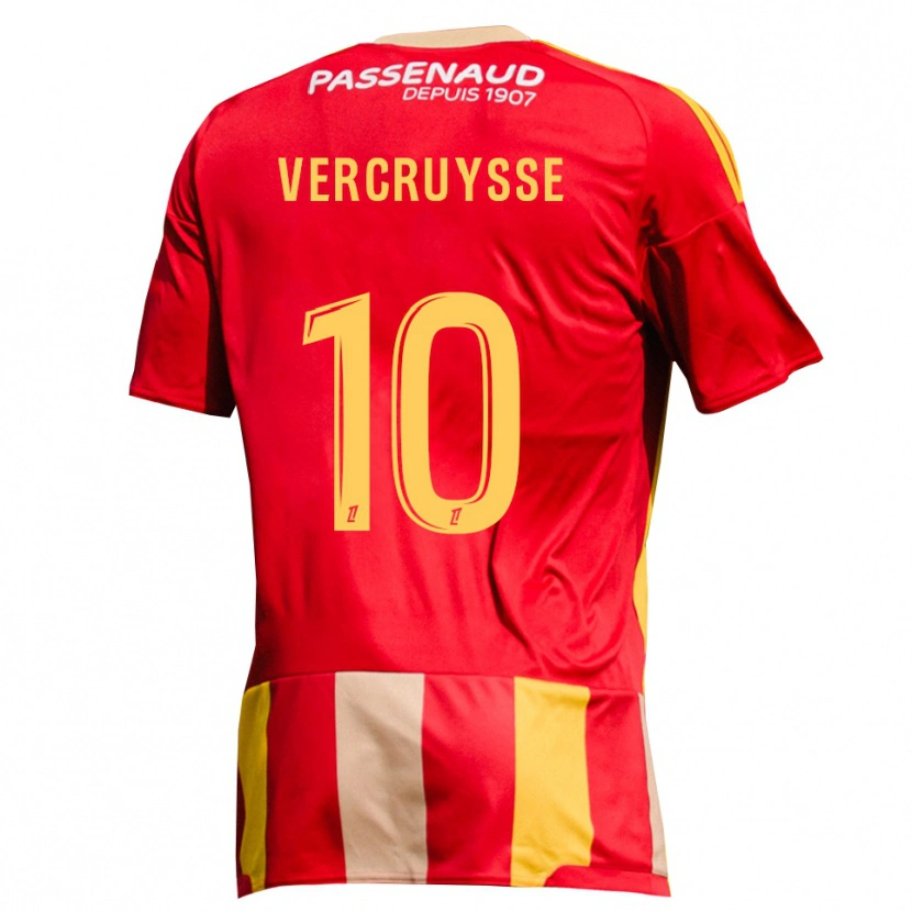 DanxenメンズJean Vercruysse#10レッド イエロー グリーンホームシャツ2026/27ジャージーユニフォーム