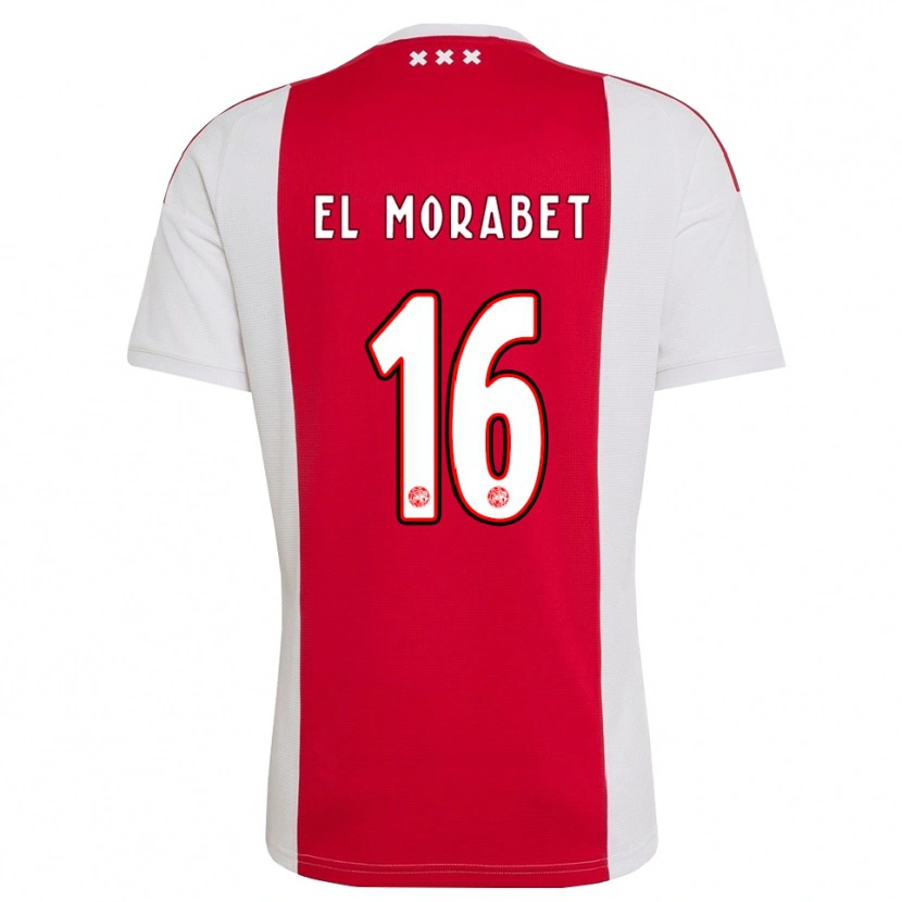 DanxenメンズYounes El Morabet#16レッド ホワイト イエローホームシャツ2026/27ジャージーユニフォーム