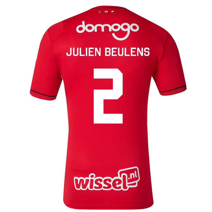 DanxenメンズJulien Beulens#2レッド ホワイトブラックホームシャツ2026/27ジャージーユニフォーム