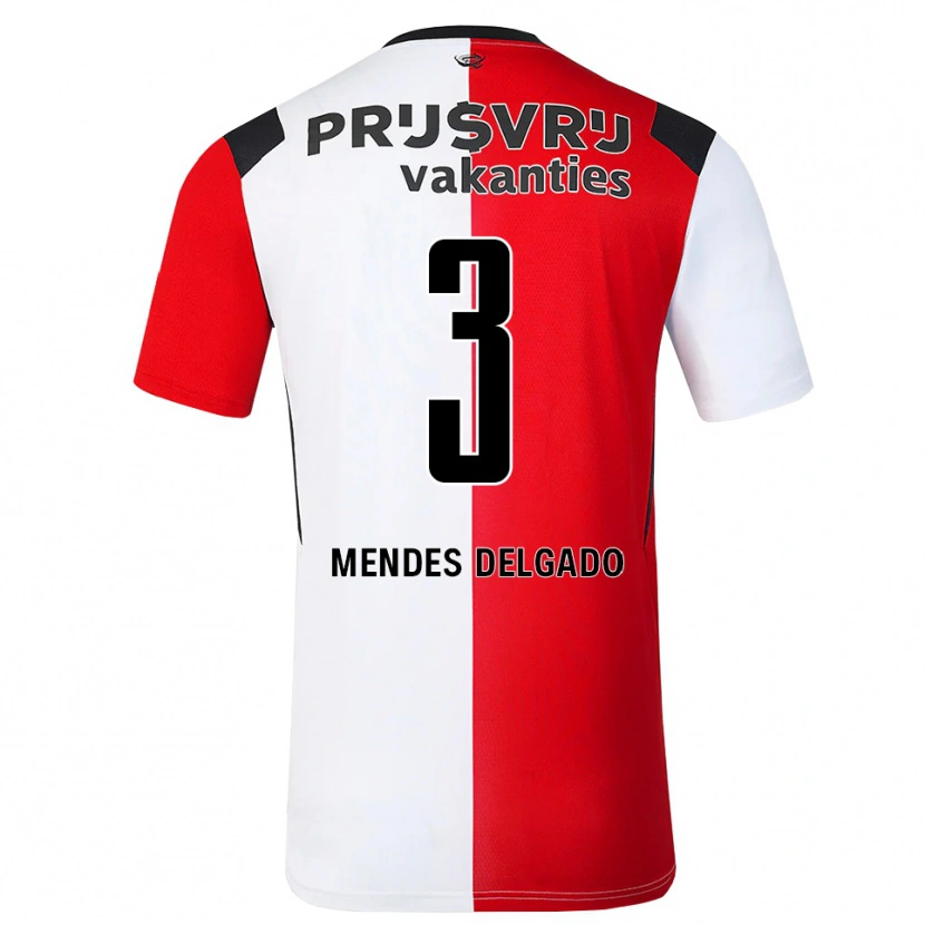 DanxenメンズNestly Mendes Delgado#3レッド ホワイトブラックホームシャツ2026/27ジャージーユニフォーム