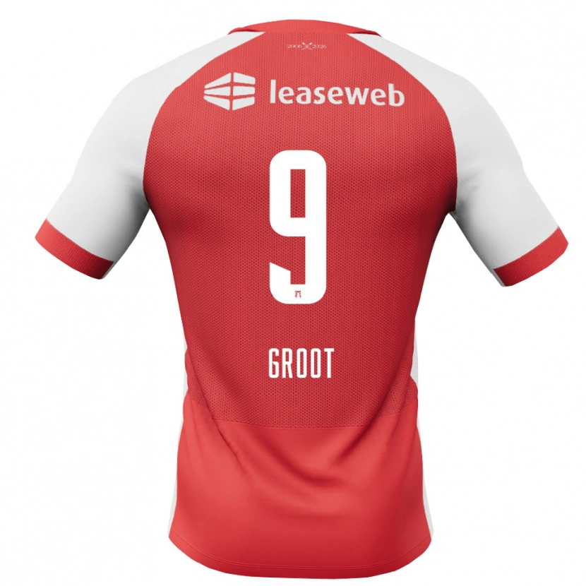 DanxenメンズGijs Groot#9レッド ホワイトブラックホームシャツ2026/27ジャージーユニフォーム