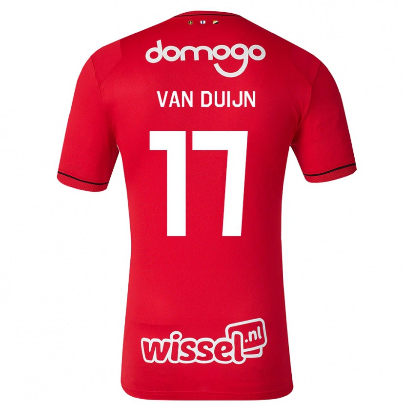 DanxenメンズSem Van Duijn#17レッド ホワイトブラックホームシャツ2026/27ジャージーユニフォーム