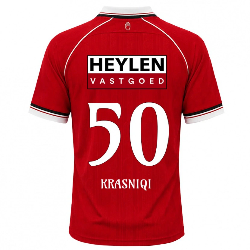DanxenメンズLaurit Krasniqi#50レッド ホワイトブラックホームシャツ2026/27ジャージーユニフォーム