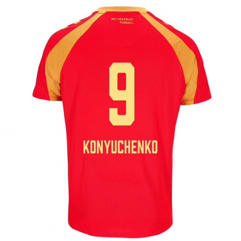 DanxenメンズYehor Konyuchenko#9レッド オレンジ ブラックアウェイシャツ2026/27ジャージーユニフォーム
