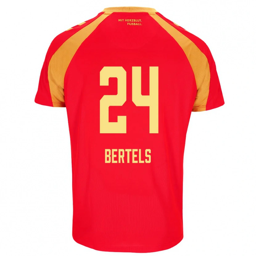 DanxenメンズFelix Bertels#24レッド オレンジ ブラックアウェイシャツ2026/27ジャージーユニフォーム
