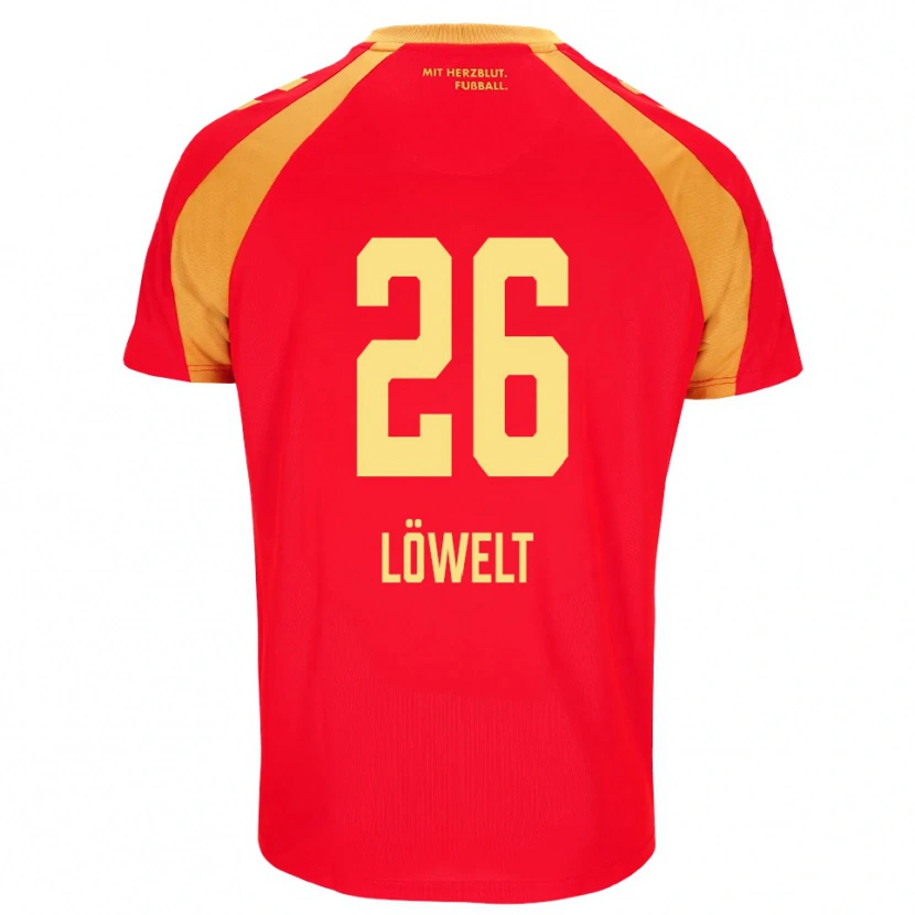 DanxenメンズLuca Löwelt#26レッド オレンジ ブラックアウェイシャツ2026/27ジャージーユニフォーム