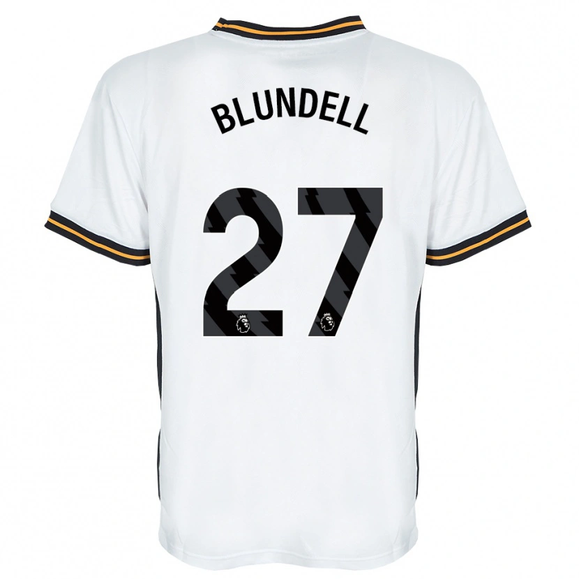 DanxenメンズMaddie Blundell#27ホワイト オレンジ ブラックアウェイシャツ2026/27ジャージーユニフォーム
