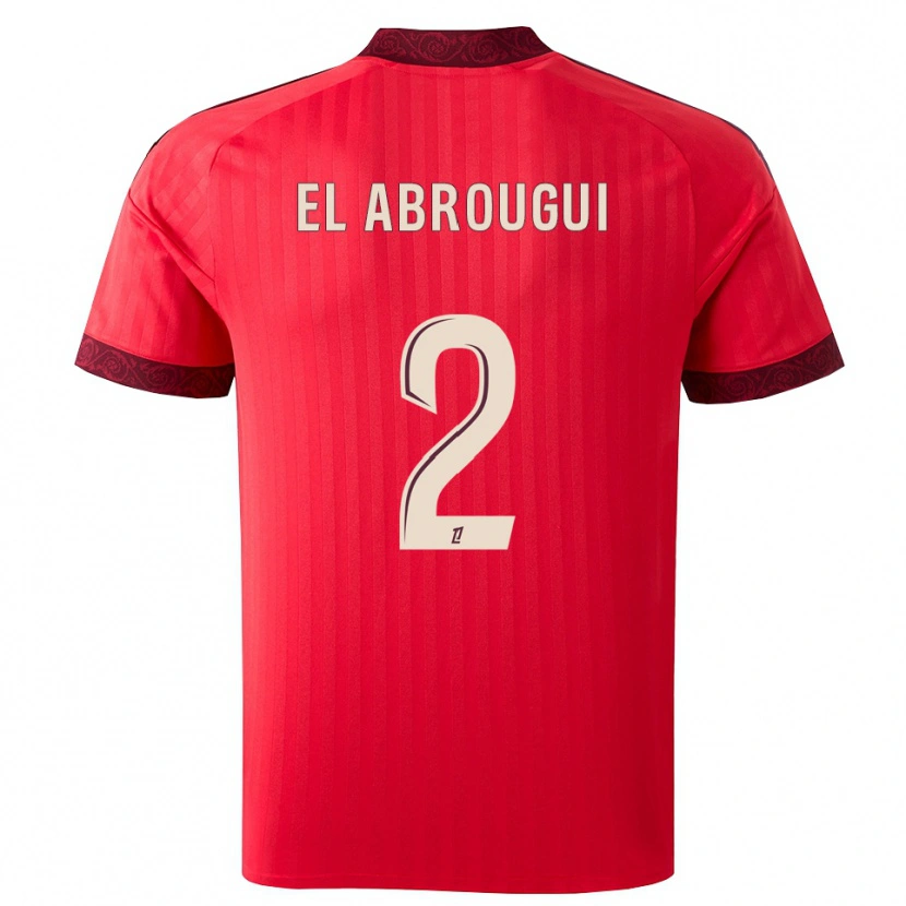 DanxenメンズWassim El Abrougui#2バーガンディ レッド ホワイトアウェイシャツ2026/27ジャージーユニフォーム
